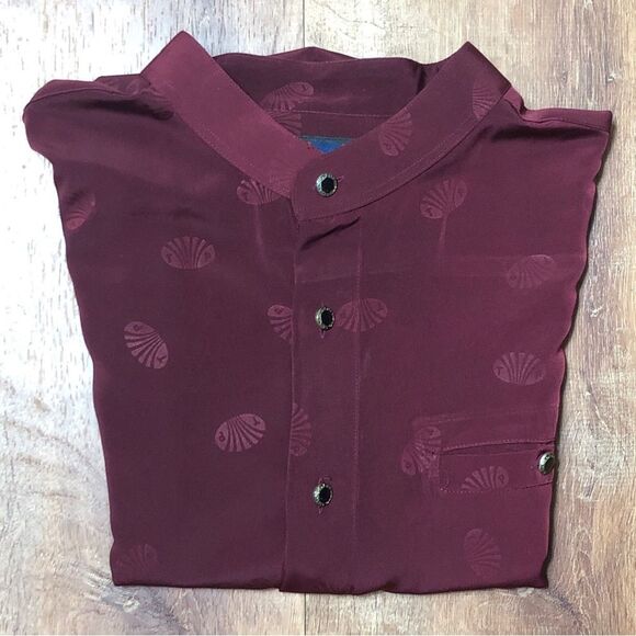 The Point Men's XXL Maroon Short Sleeve Button Down Collared Shirt - Picture 3 of 6